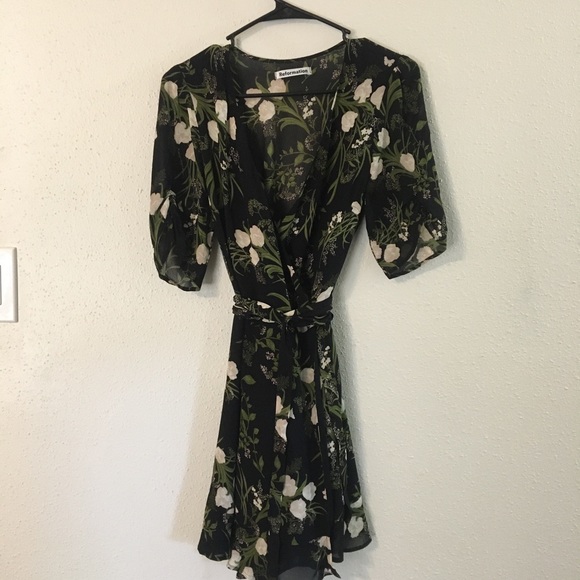 REFORMATION black MONICA wrap dress Anastasia - Picture 2 of 5